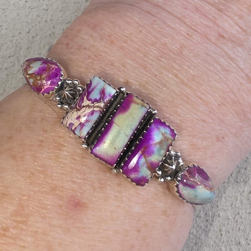 Brilliant Sea Sediment Bracelet Cuff In 925 Sterling Silver (Adjustable)